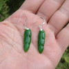 green nephrite jade leaf shape earrings