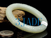 54mm Natural White Nephrite Jade Bangle Hand-carved Brocade Pattern w/ Certificate