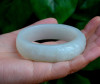 59.5mm Hand Carved Hetian White Jade Peony Flower Chunky Bangle Bracelet w/ Certificate -C004275