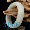 59.5mm Hand Carved Hetian White Jade Peony Flower Chunky Bangle Bracelet w/ Certificate -C004275