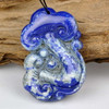Natural Lapis Lazuli Dragon Turtle Pendant Carving Chinese Amulet Talisman -GZ00098