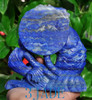 Natural Lapis Lazuli Lotus Koi Fish Statue Gemstone Carving Sculpture Art -J040299