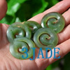 Natural Green Nephrite Jade Koru Swirl Spiral Pendant  Pounamu Necklace -G026183