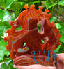 Carnelian / Red agate Double Koi Fish Carving Statue / Sculpture -J028005