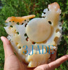 Hand Carved Natural Chalcedony / Agate lotus Koi Fish Statue Carving / Sculpture -J028120