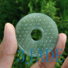 Natural Celadon Green Nephrite Jade Bi Disc Pendant /Necklace