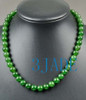 17 1/2" A Grade Natural Green Nephrite Jade Beads Necklace, w/ Certificate