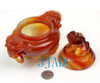 Carnelian / Red Agate Chinese Lion Foo Dog Censer / Incense Carving Sculpture / Statue -M003011