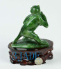 Natural Green Nephrite Jade Monkey Peach Statue Chinese Animal Carving -J026284