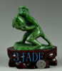Natural Green Nephrite Jade Monkey Peach Statue Chinese Animal Carving -J026284