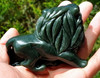 One Pair of Natural Nephrite Jade Lion Statues / Gemstone Carving Sculpture -J023907