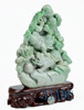 A Grade Green Jadeite Jade Chinese Foo Dogs Statue Carving Sculpture w/ certificate -J022410