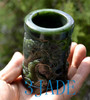 Green Nephrite Jade Pen Holder Chinese Landscape Carving Hand Carved Pencil Cup