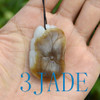 Hand Carved White Brown Nephrite Jade Crab Pendant / Necklace w/Certificate