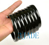 54mm - 64mm Natural Black Nephrite Jade D Shape Bangle Bracelet