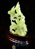 Natural Translucent Xiu Jade /Serpentine Bird Flower Carving Sculpture