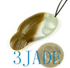 Natural White Brown Nephrite Jade Fish Pendant Necklace Carving w/ certificate