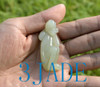 Natural White Nephrite Jade Monkey & Peach Figurine Pendant Necklace w/ certificate