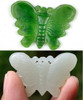 Hand Carved Natural Green/White Nephrite Jade Butterfly Pendant Necklace