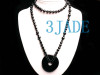 29" Top Grade Black Onyx Donut Pendant / Beads Necklace