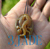 honey brown nephrite jade love birds pendant