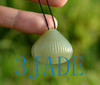 Hand Carved Nephrite Jade Clam Pendant Necklace w/ Freely Moving Pear Bead Inside