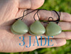 Hand Carved Nephrite Jade Clam Pendant Necklace w/ Freely Moving Pear Bead Inside