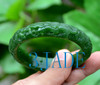 60mm Green Nephrite Jade Bangle Bracelet w/ Carved Bird Flower  w/ certificate