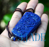Hand Carved Natural Lapis Lazuli Flower Pendant Necklace Gemstone Carving