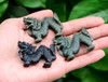 3pcs Natural Nephrite Jade Chinese Dragon Figurines Carvings Wholeslae