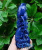 Natural Lapis Lazuli Lotus & Koi Fish Sculpture Chinese Art Carving
