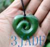 Jade Maori Koru Heart Pendant Necklace