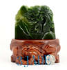 Green Nephrite Jade Oriental Mountain Scenery Mini Sculpture Shanzi