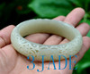 57mm-63mm  Carved Natural White Nephrite Jade Bangle Bracelet w/ certificate