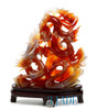 Carnelian / Red Agate Double Dragons Playing Pearl Sculpture