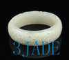 62.5mm Carved Natural White Nephrite Jade Bangle Bracelet, w/ Certificate