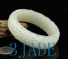 62.5mm Carved Natural White Nephrite Jade Bangle Bracelet, w/ Certificate