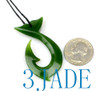 Greenstone Whale Tail Fish Hook Pendant