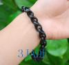 Hand Carved Black Nephrite Jade Link Chain Bracelet