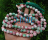 50" Colorful Jade / Serpentine Mantra Meditation Yoga Buddhist 108 Prayer Beads Mala -E004023