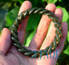 Hand-carved Fine-grained Nephrite Jade Rope Shape Bangle Bracelet