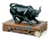 Hand-carved jade charging bull statue