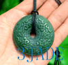 authentic green jade Bi disc necklace