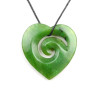 Lot 2 – Green Nephrite Jade Koru Heart Pendant 1 – Close-Up Front View