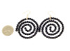 Koru-inspired spiral earrings made of black agate beads