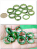 Solid stone green jade rings set SKU F012055C standard quality with US quarter for scale