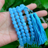 40" Translucent Blue Jade Yoga Mantra Meditation Buddhist 108 Prayer Beads Mala-E015001