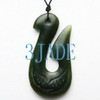 New Zealand Maori Style Natural Nephrite Jade Fish Hook Hei Pendant