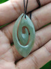 Natural Nephrite Jade Koru Pendant New Zealand Maori Style Carving / Art -G012280