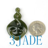 Natural Nephrite Jade Double Twist Pendant New Zealand Maori Style Carving / Art -G012302